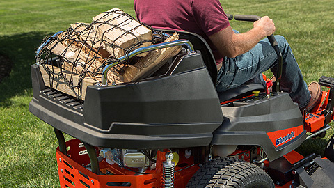 a man on a lawn mower