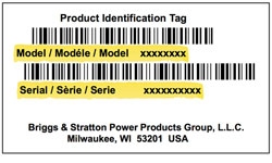Product identification tag to find your model number
