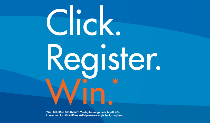 Register. Review. Win Sweepstakes text