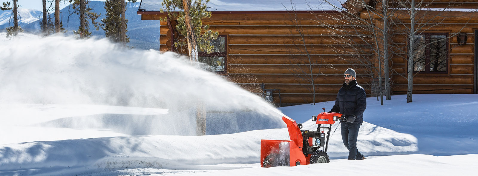 Man blowing snow with Simplicity snow blower